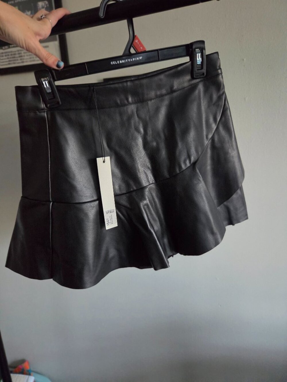 Mustard seed faux leather skirt